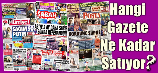 Hangi Gazete Ne Kadar Satıyor? 31 Ekim – 6 Kasım 2016