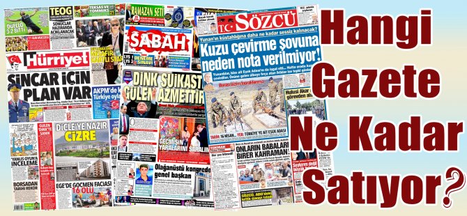 Hangi Gazete Ne Kadar Satıyor? 10 - 16 Nisan 2017